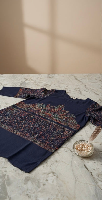 Frosted treat 3-piece pashmina set with heavy embroidery - front view