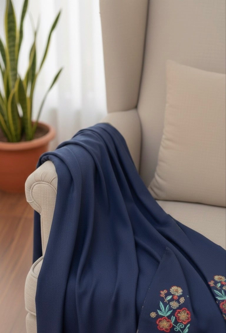 Frosted treat 3-piece pashmina set with heavy embroidery - front view